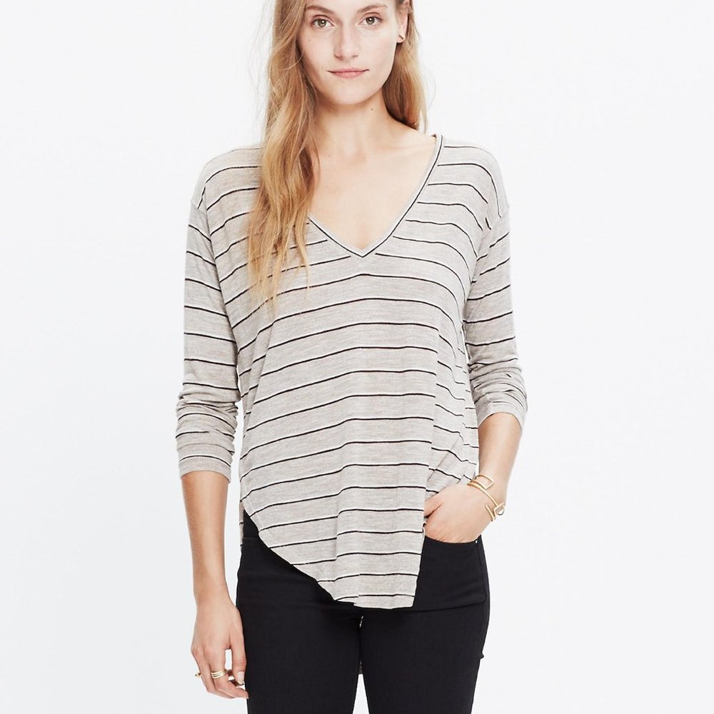 Madewell Striped Long Sleeve Tee Size Small